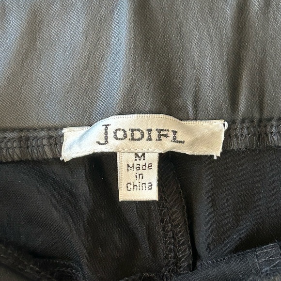 JODIFL Womens Leather-like Black Pants Medium Lightweight Skinny Holiday - Picture 5 of 9